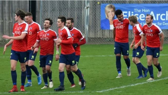 South Hobart players celebrate a goal