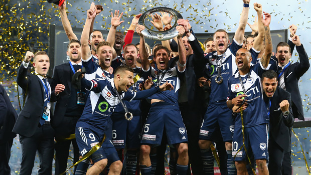 Melbourne Victory celebrate their 2014/15 Hyundai A-League Grand Final triumph.