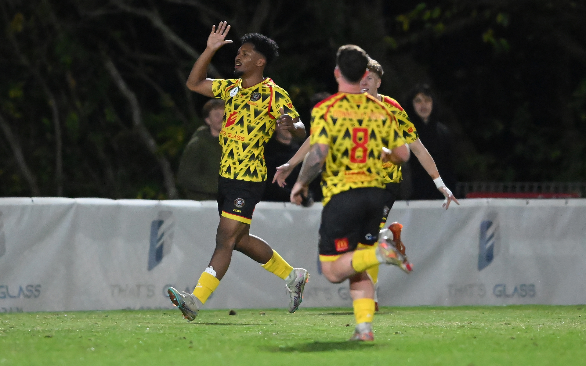 Marquez Walters of Moreton City celebrates scoring a goal during the 2024 Australia Cup Round of 32 match between Moreton City Excelsior FC and Campbelltown City SC at Wolter Park, on July 30, 2024
