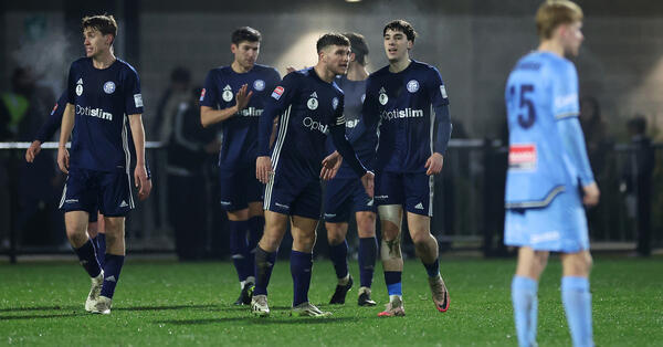 Joe Guest congratulates Asad Kasumovic after scoring Sydney FC in the Australia Cup 2024 Round of 32