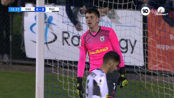 SAVE: Nicholas Suman at full-stretch to deny the Cannons | Oakleigh Cannons v Macarthur FC