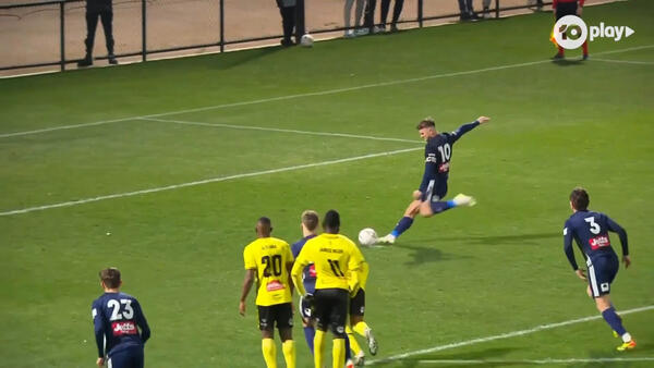 PEN MISS: Joe Guest can't put away the penalty | Oakleigh Cannons v Heidelberg United | Australia Cup 2024 Round of 16