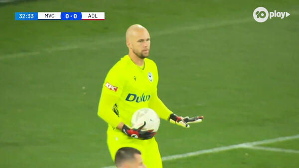 SAVE: Jack Duncan does well on the wrong foot | Melbourne Victory v Adelaide United | Australia Cup 2024 Semi Finals