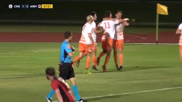 Taylor's diving header doubles the score