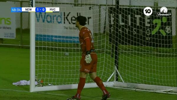 SAVE: Ryan Scott denies a Victory equaliser