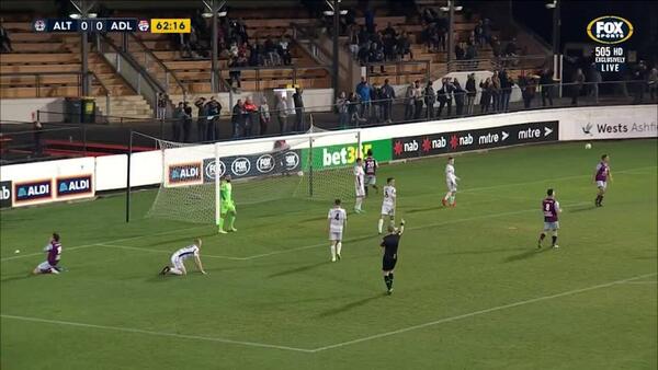 Sean Symons hits the crossbar