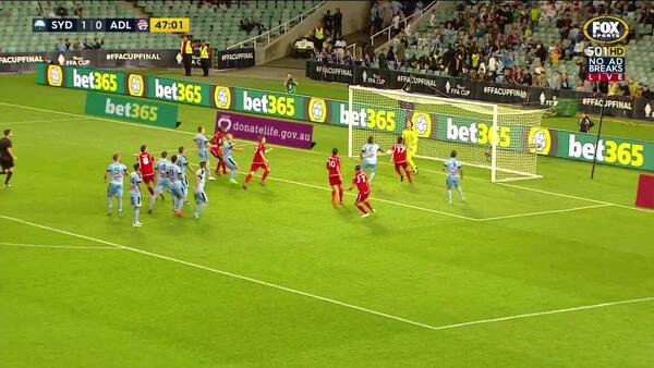 Adelaide's Garuccio hits the crossbar