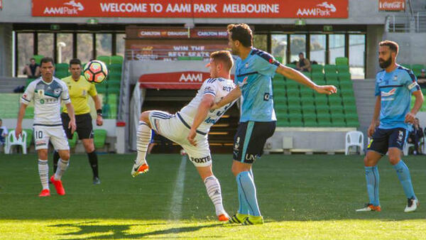 Oliver Bozanic controls the ball in a pre-season friendly against the Sky Blues.