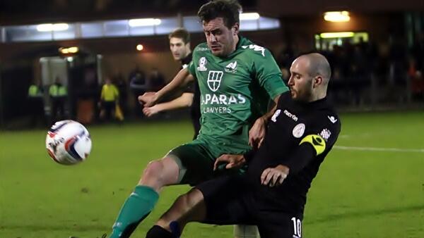 Marijan Cvitkovic battles for possession against Bentleigh Greens in NPL Victoria