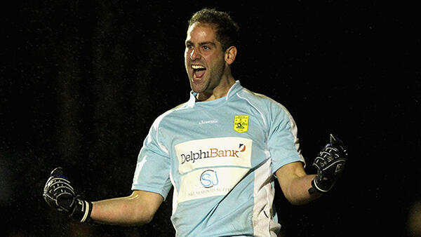Rani Dowisha celebrates after saving the decisive spot kick in the penalty shootout.