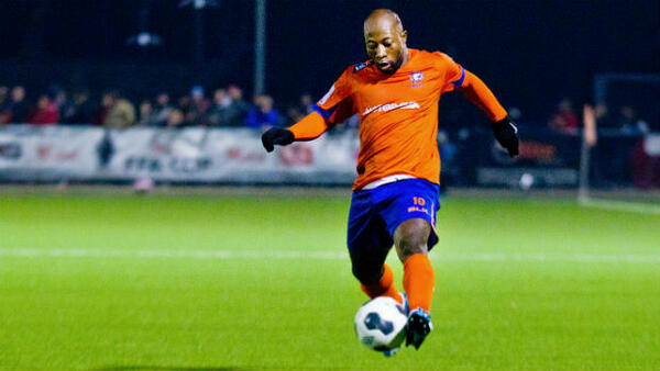 Lions FC striker Kado Aoci. Image courtesy: Ian Judd, Football Brisbane