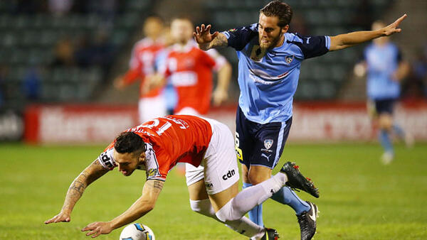 Josh Brillante throws his body around in the Round of 32 against Wollongong Wolves.