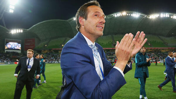 John van't Schip celebrates following City's 1-0 FFA Cup Final win over Sydney FC.