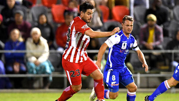 Melbourne City star Bruno Fornaroli on the ball against Peninsula Power.