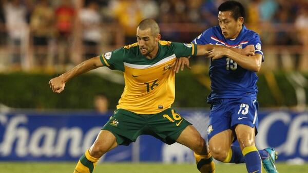Carl Valeri in action for the Socceroos in 2011.