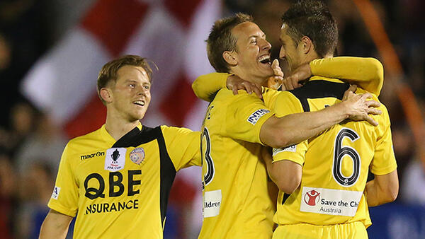 Perth Glory celebrate a goal in their 4-1 win over St Albans.