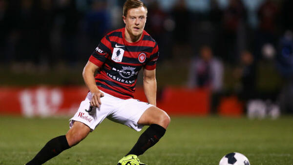 Scott Jamieson receives the ball against Brisbane Roar in the Westfield FFA Cup.