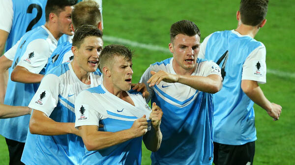 Jack Boxell celebrates scoring in last season's Westfield FFA Cup.