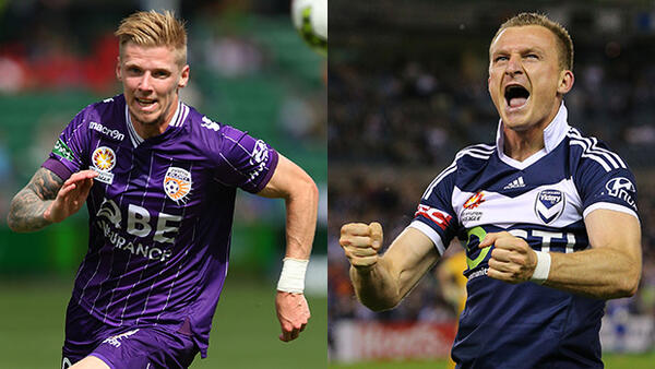 A-League leading goalscorers Andy Keogh and Besart Berisha.