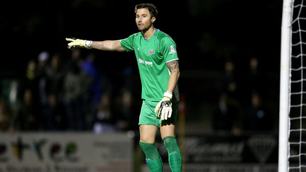 Michael Turnbull in goal during Strikers' Westfield FFA Cup win over Broadmeadow Magic.