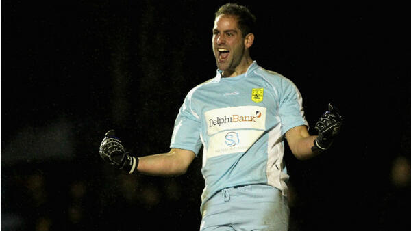 South Sprigvale 'keeper Rani Dowisha celebrates his penalty shoot-out save to beat South Cardiff in last season's Westfield FFA Cup.