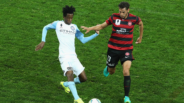 Bruce Kamau on the ball against the Wanderers in the Quarter-Finals.