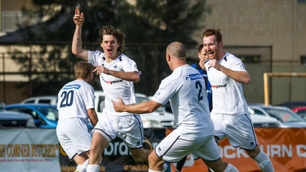 Sorrento celebrate beating Bayswater in the FFA Cup.