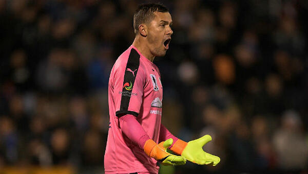 Sydney FC goalkeeper Danny Vukovic in action at Viking Park on Wednesday night.