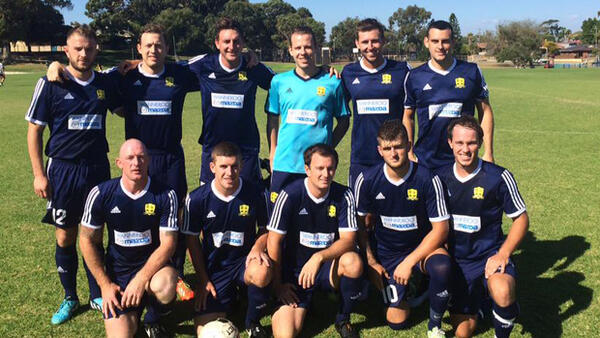 Joondalup United  pose for a team photo prior to their 9-0 win over Olympic Heat.