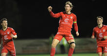 Hume City celebrate scoring in the Australia Cup 2024 Preliminary Round 7 match against Caroline Springs