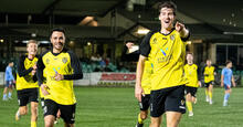 NWS Spirit celebrate against APIA Leichhardt in the NPL NSW Men