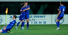 Marco Jankvoic celebrates his astonishing long range goal against Olympic FC in the Australia Cup Round of 16