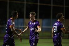Glory celebrate third goal against Mariners in Aus Cup Playoff. Photo: Football Australia